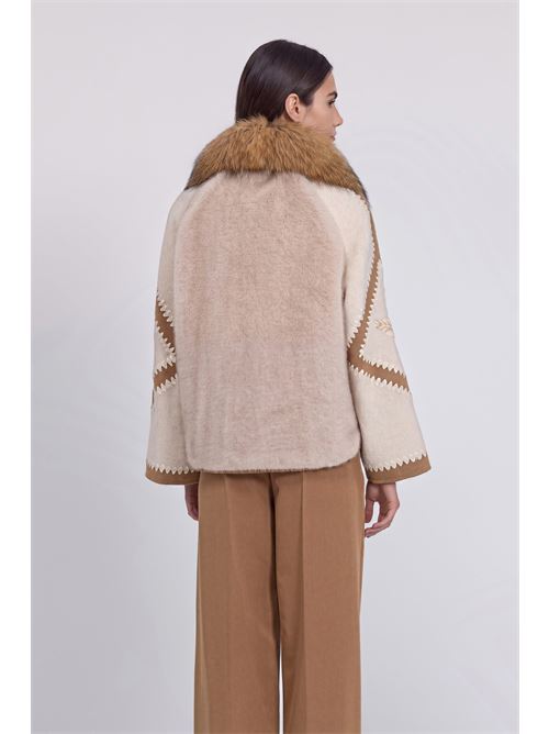 D49ED065E96MF250 WOOL AND ECO FUR JACKET Ermanno Firenze | D49ED065E96MF250